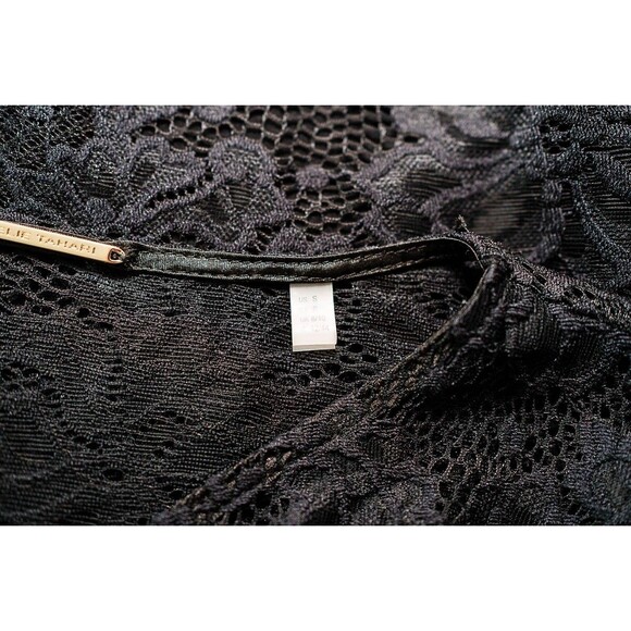 Elie Tahari Top Small Black lace blouse S goth witchy whimsygoth - Picture 8 of 8